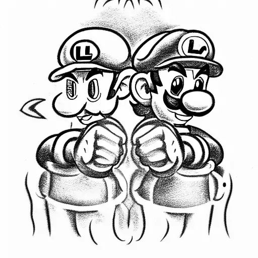 Mario and Luigi helping link tattoo design idea