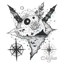 Maps from my scars, they keep telling me to go through thorns to the stars, slowly like a teardrop broken bottle with a semicolon tattoo design idea