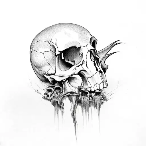 Raven skull outline tattoo design idea