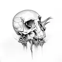 Raven skull outline tattoo design idea