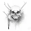Raven skull outline tattoo design idea