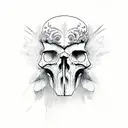 Raven skull outline tattoo design idea