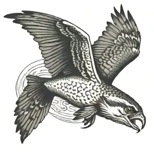 osprey catching a rainbow trout tattoo design idea