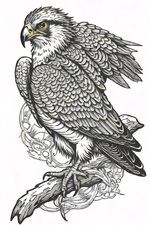 osprey bird of prey catching a small arctic grayling fish tattoo design idea