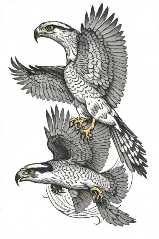 osprey bird of prey catching an arctic grayling fish alaska tattoo design idea