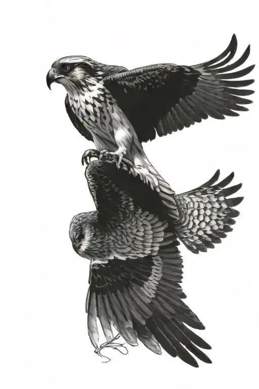 osprey bird of prey catching an arctic grayling fish alaska tattoo design idea