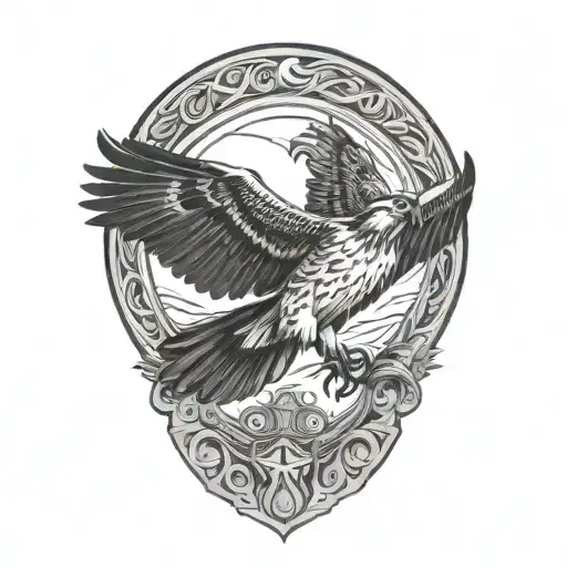 osprey bird catching arctic grayling fish tattoo design idea