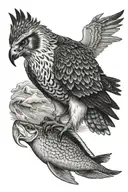 osprey bird of prey catching an arctic grayling fish alaska tattoo design idea