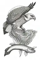 osprey bird of prey catching an arctic grayling fish alaska tattoo design idea