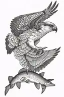 osprey bird of prey catching an arctic grayling fish alaska tattoo design idea