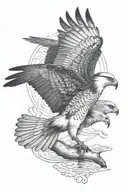 osprey bird of prey catching an arctic grayling fish alaska tattoo design idea