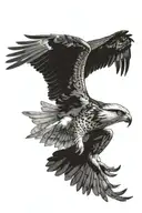 osprey bird of prey catching an arctic grayling fish alaska tattoo design idea