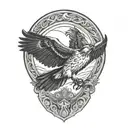 osprey bird catching arctic grayling fish tattoo design idea