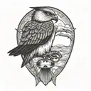 osprey bird catching arctic grayling fish tattoo design idea