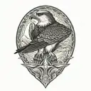 osprey bird catching arctic grayling fish tattoo design idea