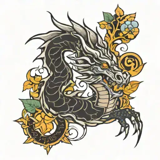 alchemy elements dragon paganism inspired tattoo tattoo design idea