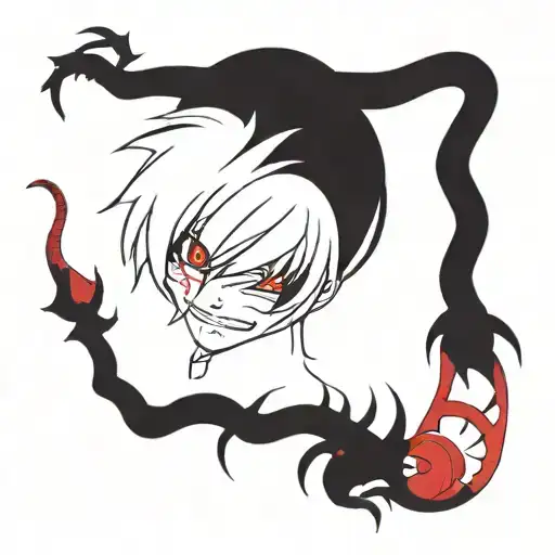 kaneki ken's centipede with red rose tattoo design idea