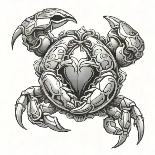 cancer crab and aries ram love intertwined tattoo design idea