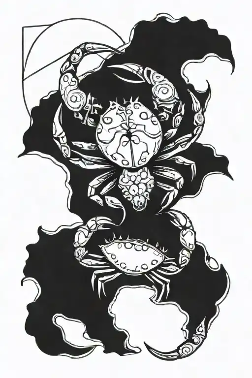 cancer crab and aries ram joined  tattoo design idea