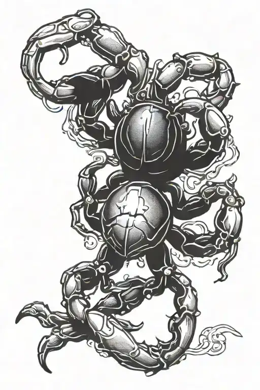 cancer crab and aries ram   tattoo design idea