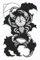 cancer crab and aries ram joined  tattoo design idea