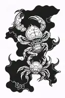 cancer crab and aries ram joined  tattoo design idea