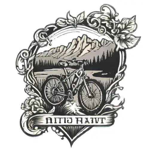 A mountain biking trail forming the shape of a heart, with the client's wife's name and a UPS logo intertwined within the design tattoo design idea