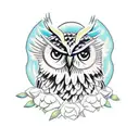 Vintage motorcycle riding through a mystical nature scene with an owl as the passenger tattoo design idea