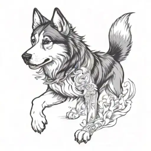 Beagle Wolf and Alaskan Malamute Hybrid Breed tattoo design idea