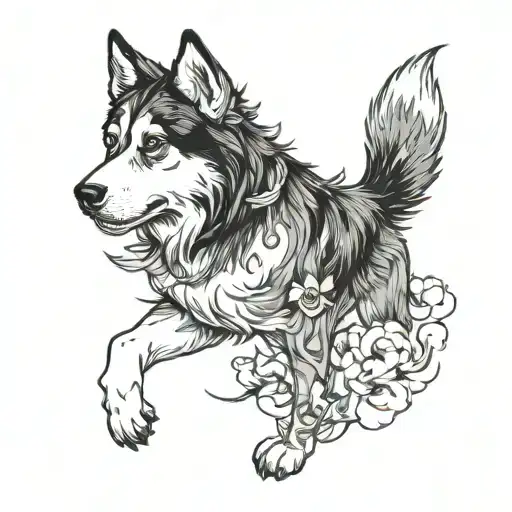 Beagle Wolf and Alaskan Malamute Hybrid Breed tattoo design idea