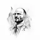 tattoo of Tony Soprano, Tommy Shelby, Walter White, John Wick and Billy Butcher in the style of Death Row Records tattoo design idea