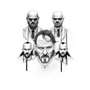 Portrait of Tony Soprano, Tommy Shelby, Walter White, John Wick and Billy Butcher in the style of Death Row Records tattoo design idea