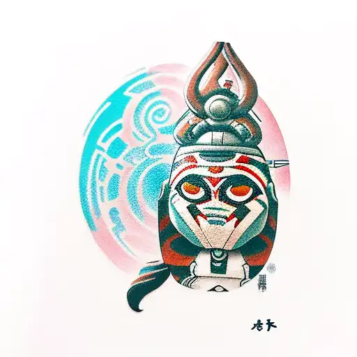 Ahsoka Tano styled daruma doll tattoo design idea