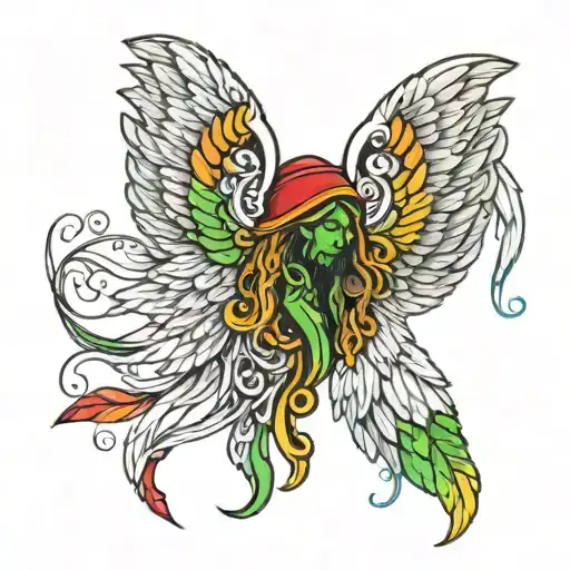 rasta angel wings tattoo design idea