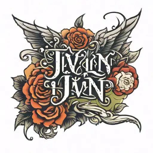 script writing "JIVIN" tattoo design idea