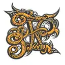 script writing "JIVIN" tattoo design idea