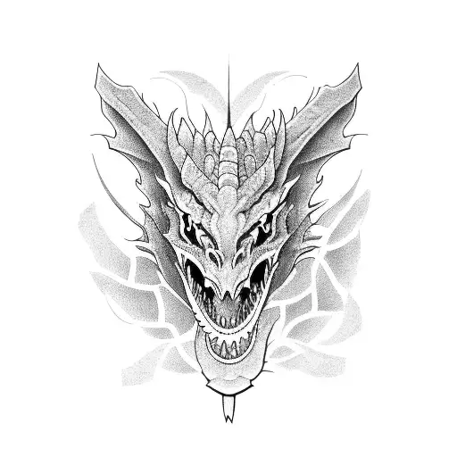 head of Dragon looking sideways tattoo design idea