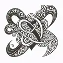 heart intertwined with letters m+t= infinity sign tattoo design idea