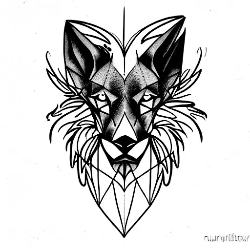 fusion of lion, ruppell's Griffon vulture and fox tattoo design idea