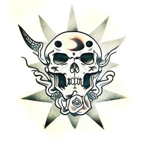 caveira e arma  tattoo design idea