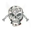 caveira e arma  tattoo design idea