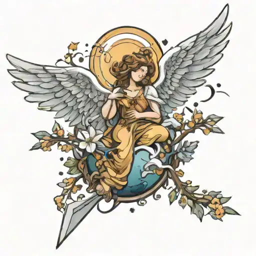 angels going down to earth  tattoo design idea