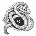 Combine elements of Frieren from the manga series with a snake in a dynamic composition tattoo design idea