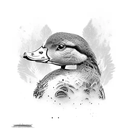 Black and white mighty duck tattoo design idea