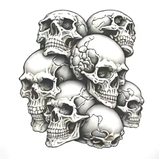 pile of skulls tattoo design idea