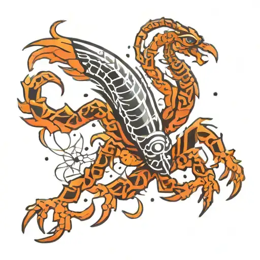 Scorpio constellation within rising phoenix tattoo design idea