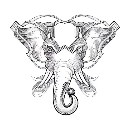 an elephant's head with angry eyes tattoo design idea