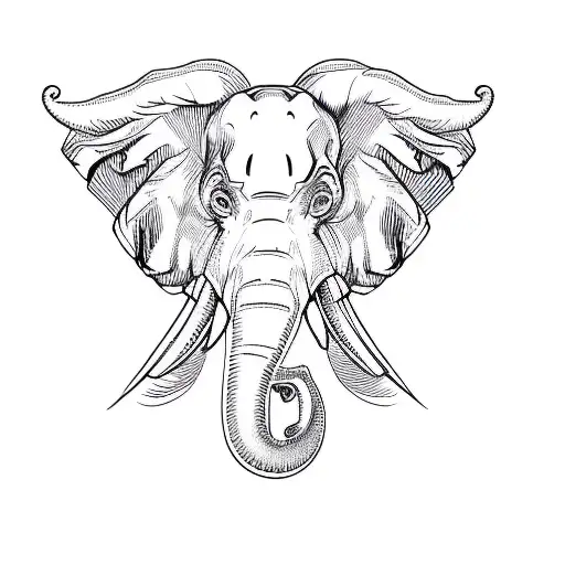 an elephant's head with angry eyes tattoo design idea