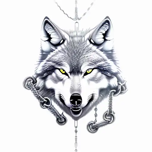 fenrir wolf norse with chains tattoo design idea