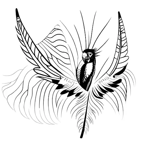 african grey parrot feather tattoo design idea